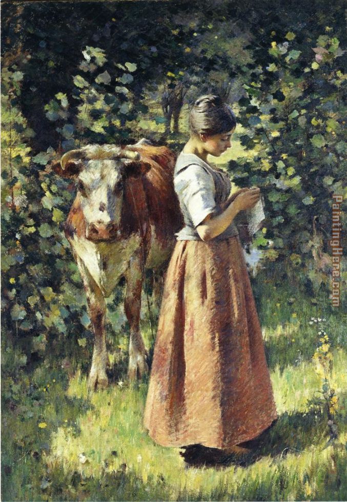 The Cowherd painting - Theodore Robinson The Cowherd art painting